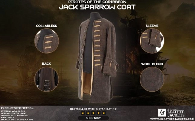 Jack Sparrow Coat Pirates of The Caribbean Jacket