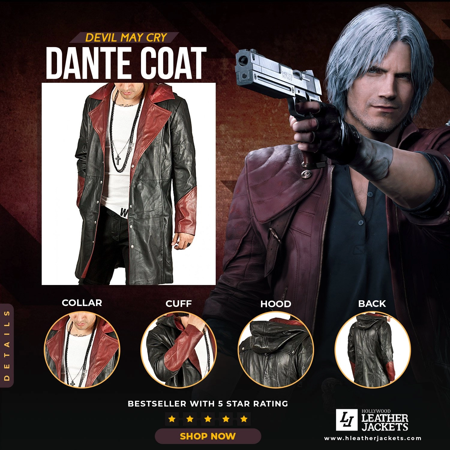 Buy Devil May Cry 4 Dante Trench Leather Coat