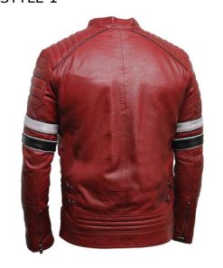 Mens Striped Cafe Racer Red Jacket