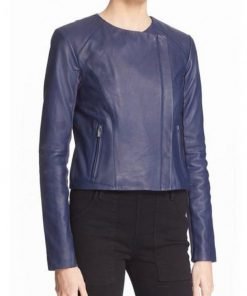 arrow-emily-bett-rickards-blue-leather-jacket