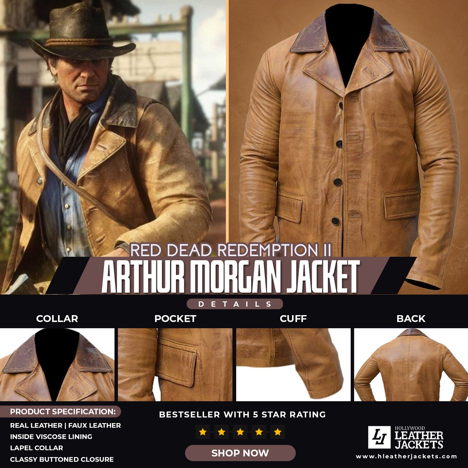 Arthur Morgan Red Dead Redemption II Leather Jacket