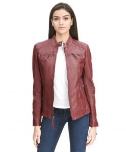 red biker jacket womens