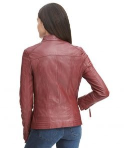 womens red biker jacket