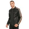 Mens Motorcycle Leather Jacket with Stripe for Sale