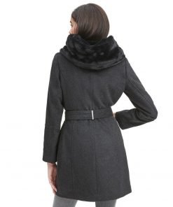 Women WOOL Grey Belted COAT