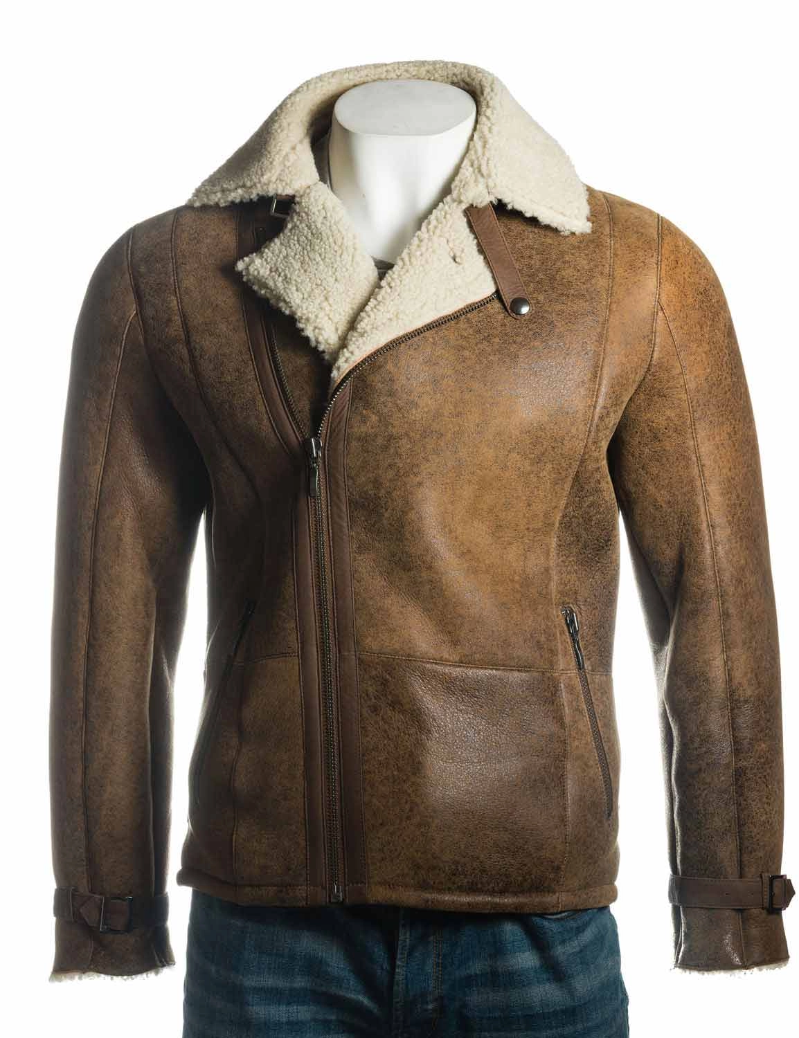 Mens Shearling Sheepskin Jacket for Sale on Hleatherjackets
