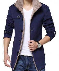 Mens Blue Shearling Wool Jacket