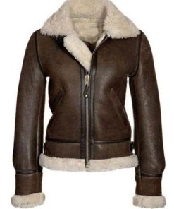 Aviator Womens Distressed Jacket Brown