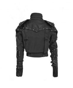 Black Studded Military Cropped Jacket