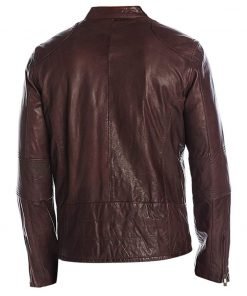 Mens Cafe Racer Maroon Jacket