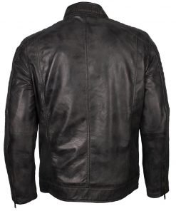 Grey Waxed Cafe Racer Jacket