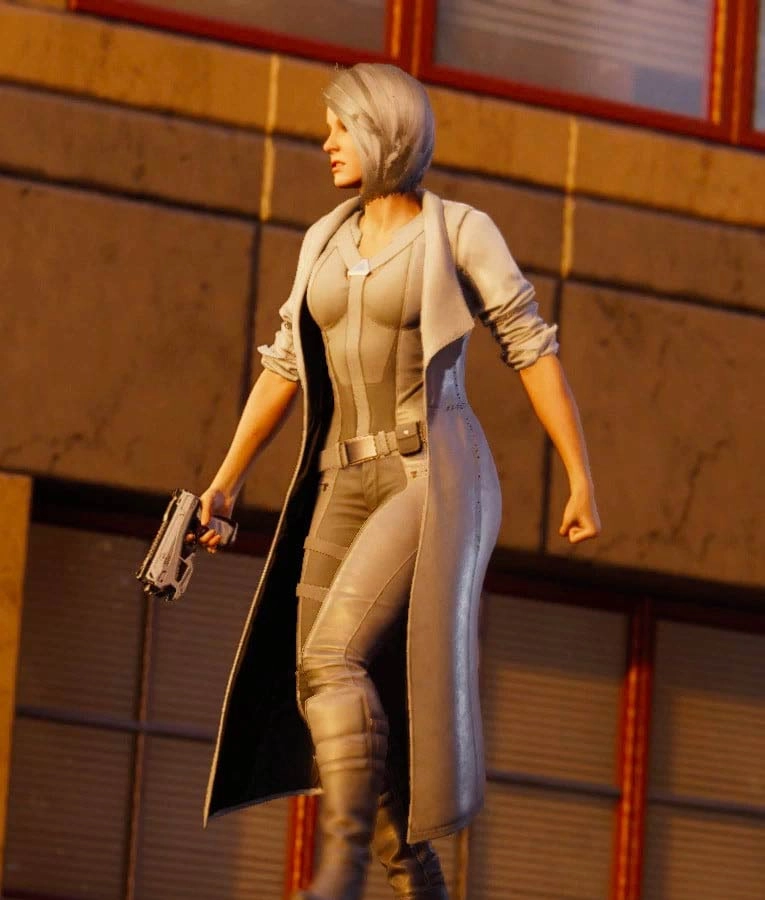 Spider-Man PS4 Coat | Silver Sable Leather Coat