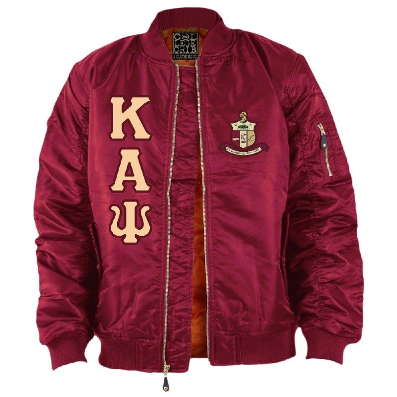 Kappa Alpha Psi Satin Embroidery Baseball Jacket - Red / Wht