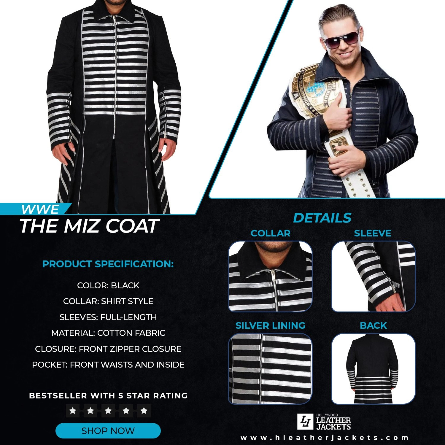 WWE The Miz Coat Michael Gregory Mizanin Cotton Coat