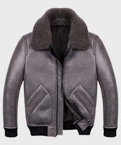 Mens Shearling Grey Sheepskin B2 Leather Jacket