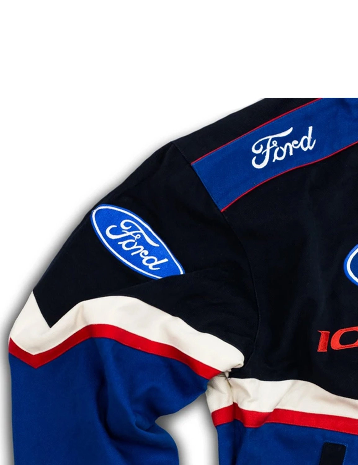 Ford racing jacket blue and white deals