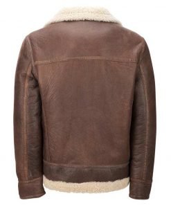 Mens Light Brown Shearling Aviator Leather Jacket