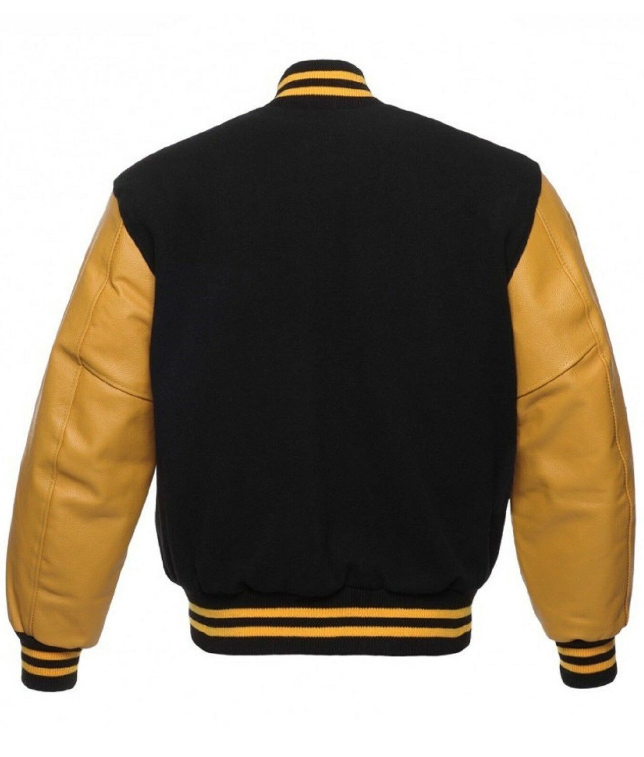 Black and Yellow Bomber Leather Jacket for Men