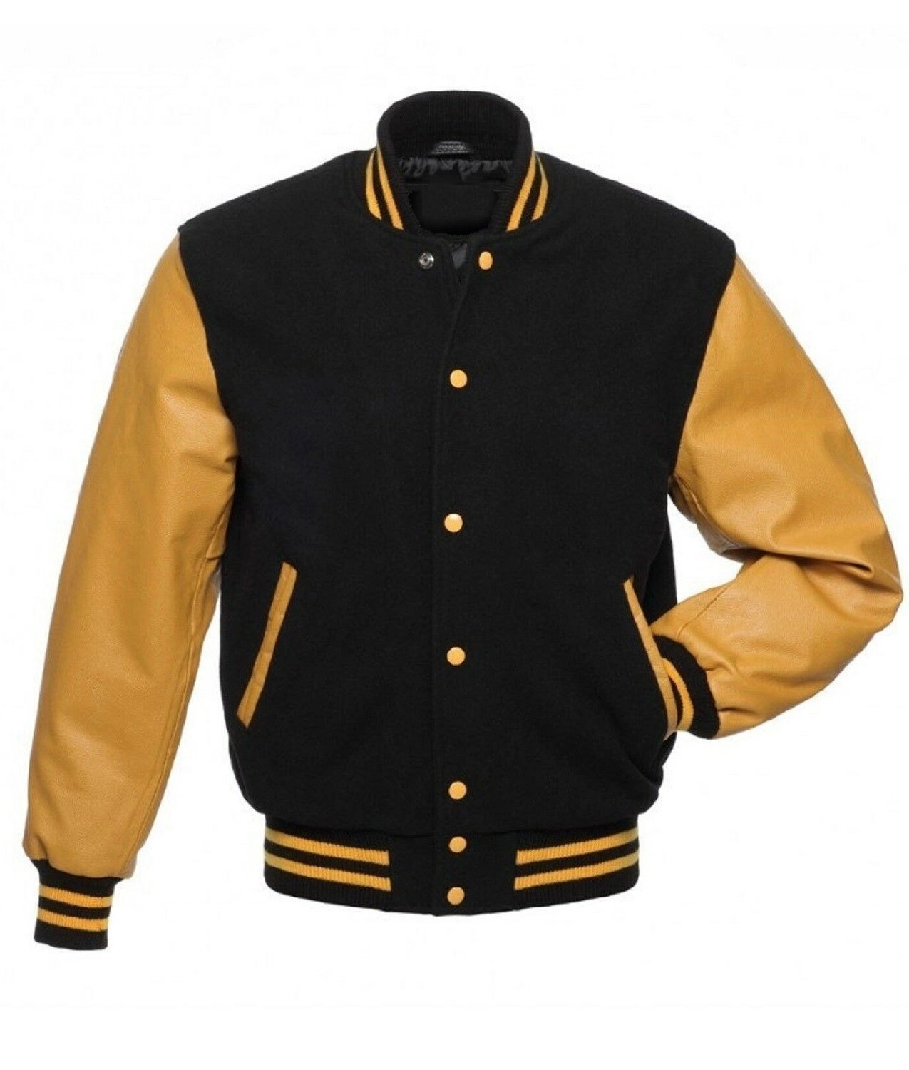 Men’s College Black and Yellow Varsity Bomber Jacket