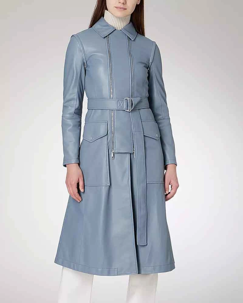 Fate The Winx Saga Blue Leather Coat Farah Dowling