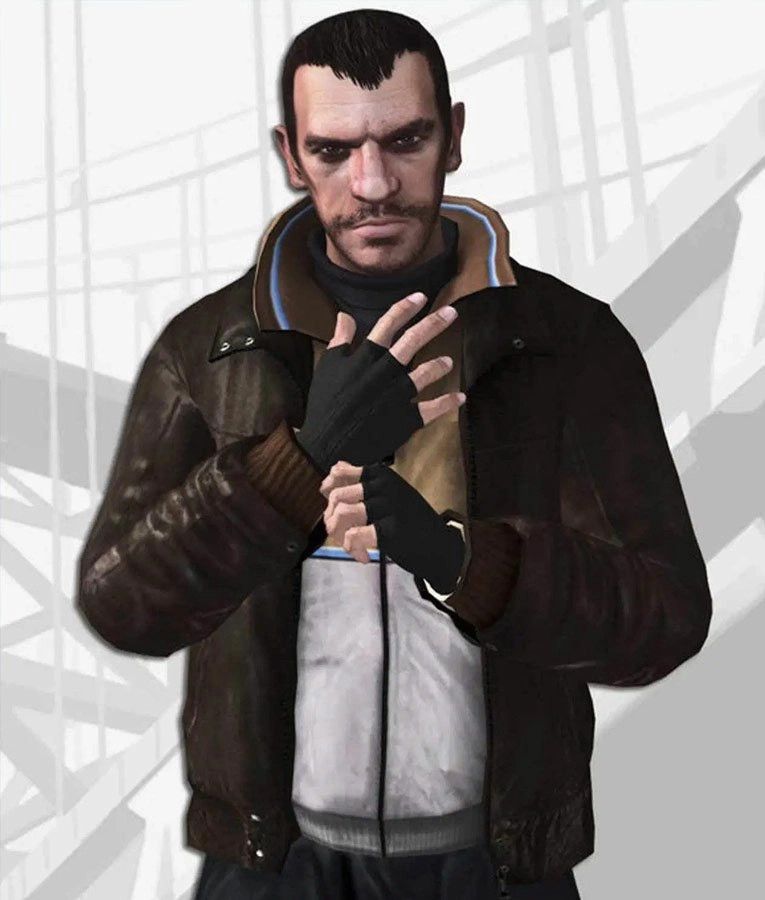 Grand Theft Auto Iv Niko Bellic Brown Leather Jacket - Hleatherjackets