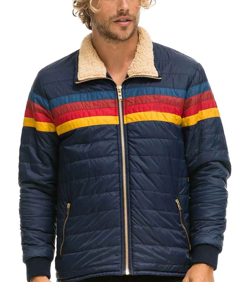 Striped puffer jacket hotsell