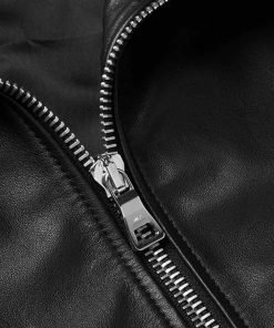 Black Mens Shearling Bomber Leather Jacket