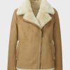 Faux Shearling Brown Leather Jacket for Womens