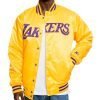 Starter Los Angeles Lakers Yellow Satin Bomber Jacket