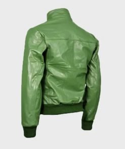 Mens Green Bomber Leather Jacket