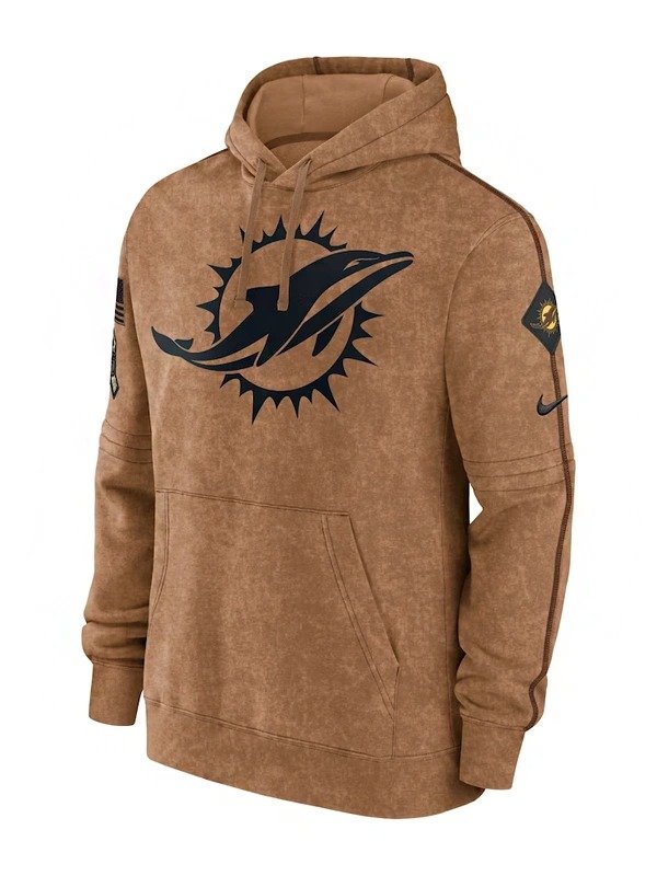 Miami Dolphins Salute To Service Brown Hoodie