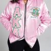 Alpha Kappa AKA Satin Bomber Jacket for Womens