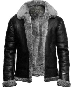 B3 Bomber Black Pilot Fur Jacket
