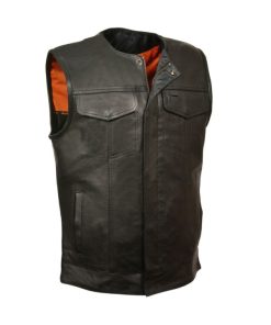 Black Collarless Vest - Mens