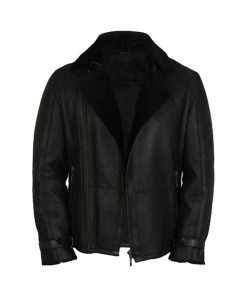 Men's Aviator Black Shearling Leather Flying Jacket