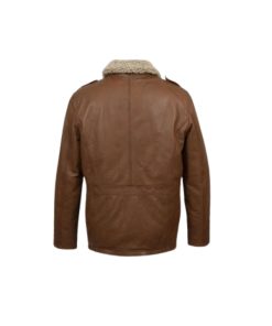 Natural Brown Leather Blazer Jacket for Mens
