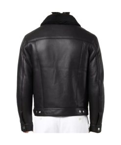 Black Leather Trucker Jacket For Men