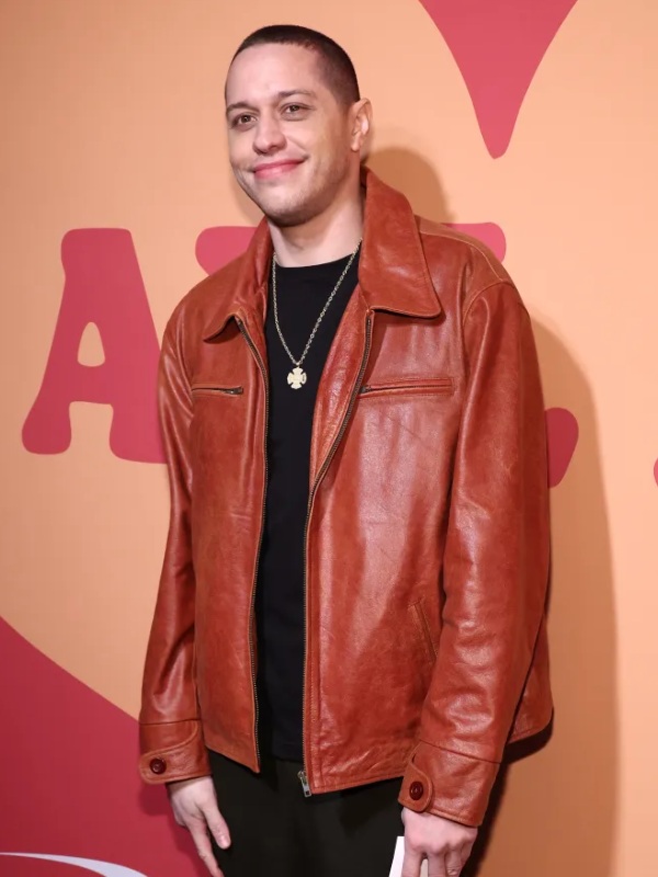 NY All In Comedy About Love Gala Pete Davidson Leather Jacket NEW YORK All In Comedy About Love Gala Pete Davidson Leather Jacket - Brown