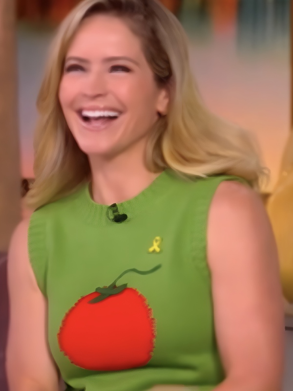 The View 2025 Sara Haines Green Tomato Sweater Vest The View 2025 Sara Haines Green Tomato Sweater Vest