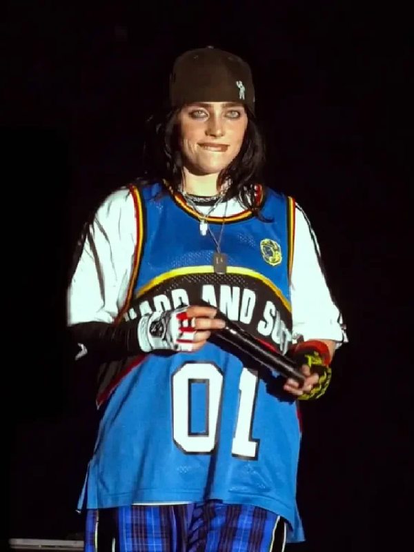 Billie Eilish Manchester Hit Me Hard And Soft Tour Blue Jersey - Unisex Billie Eilish Manchester Hit Me Hard And Soft Tour Jersey