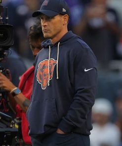 Ben Johnson Chicago Bears Sideline Blue Hoodie