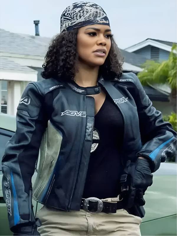 Film The Rip 2026 Teyana Taylor Racing Leather Jacket Film The Rip 2026 Teyana Taylor Racing Jacket