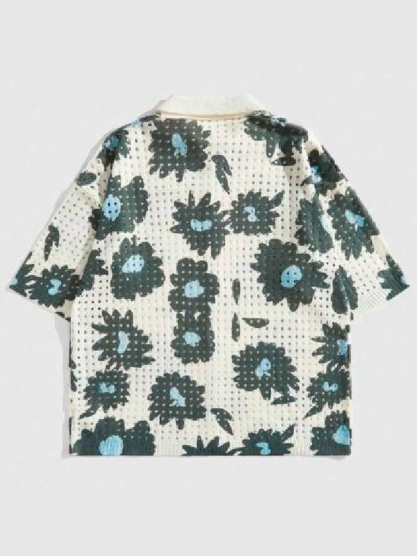 TV Series Baylen Out Loud Season 2 Colin Dooley Floral Crochet Vacation Knit Sweater Shirt. Baylen Out Loud S02 Colin Dooley Crochet Shirt