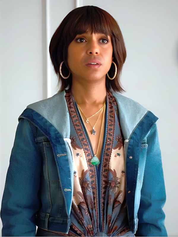 Imperfect Women 2026 Kerry Washington Hooded Denim Jacket Eleanor TV Series Imperfect Women 2026 Kerry Washington Hooded Denim Jacket in Blue